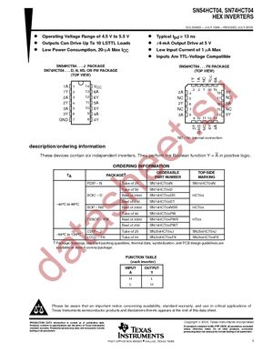 SN74HCT04PWT datasheet  